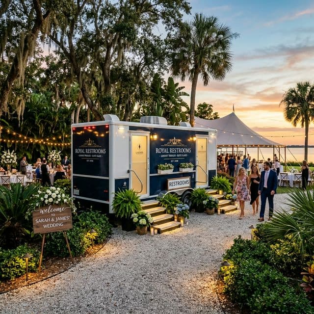 Luxury restroom trailer rental for Orlando events and weddings