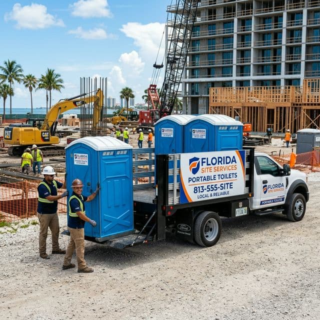 Potty Rental Orlando delivery truck providing portable toilet rental service across Central Florida